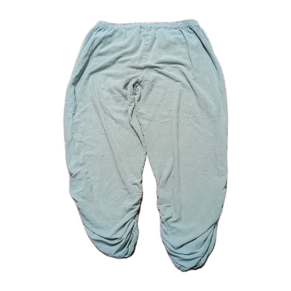 Oh My Gauze Essie Pants Women’s 3 Green Minimalist Lagenlook Boho Coastal Ruched - Picture 5 of 7